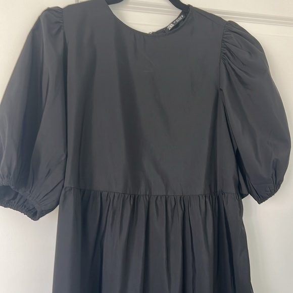 Zara tiered poplin black open back dress - Picture 4 of 6